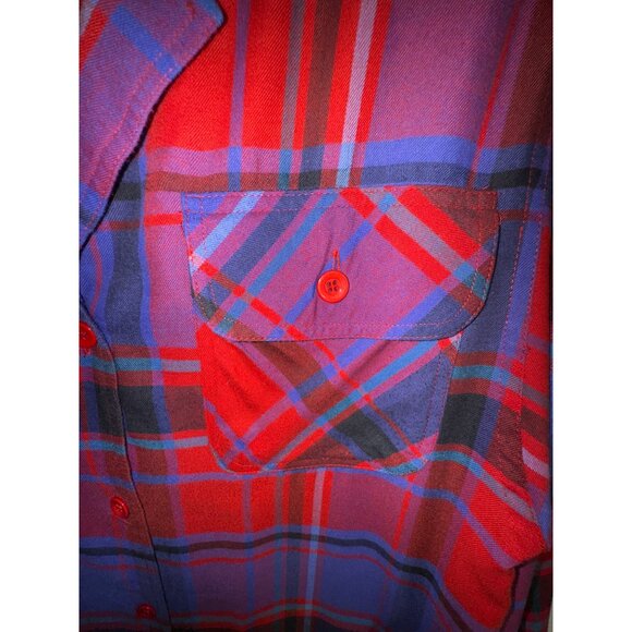 Vintage Darian Red Blue Plaid Shirt‎ Dress Size 12 Flannel Western Cowgirl Ranch - Picture 6 of 7